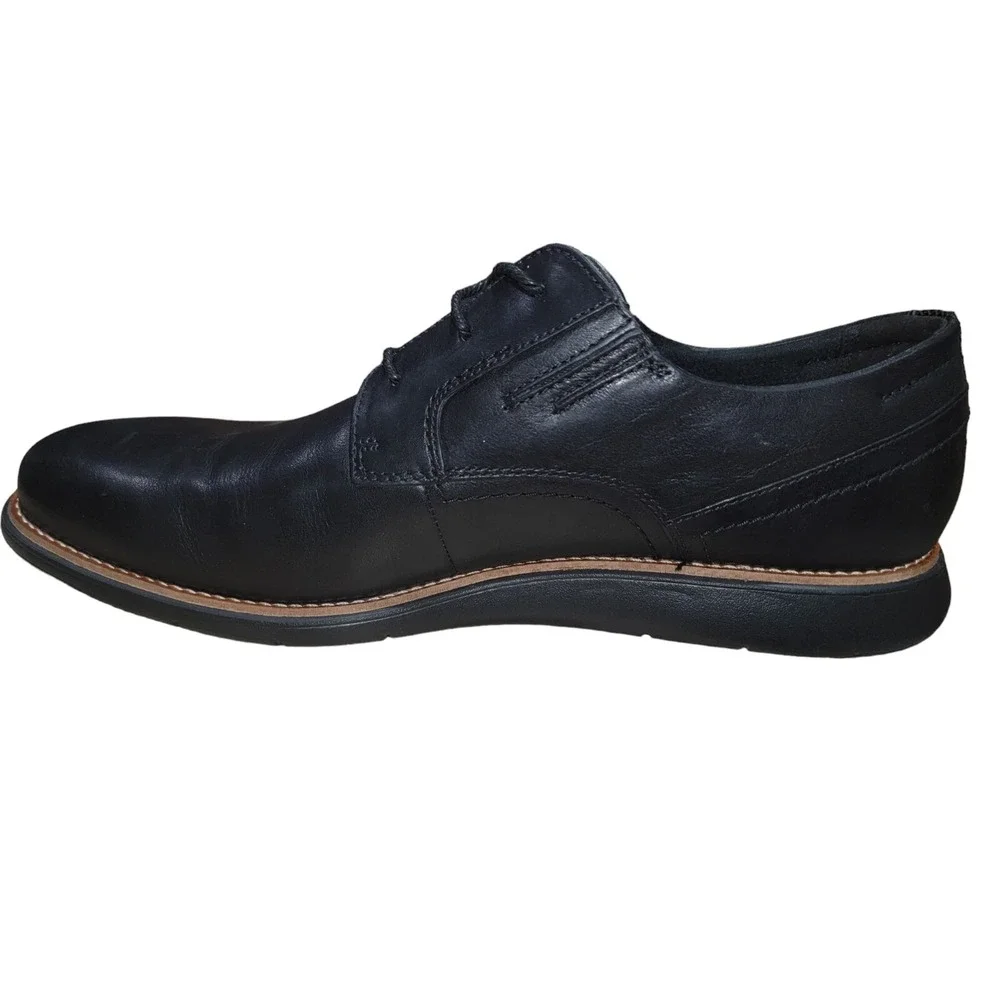 Rockport Total Motion Mens Black Leather Plain Toe Derby Dress Shoes‎ Size 11 M